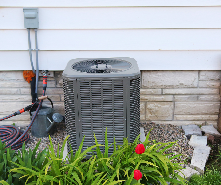 An outdoor component of a central air conditioner 